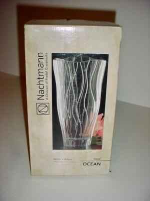 NACHTMANN 10.5'' OCEAN 24% LEAD CRYSTAL BLEIKRISTALL VASE GERMANY IN ORIGINAL BOX