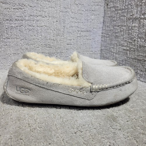 UGG Ansley Women's Size 7 US Gray Suede Shearling Sheepskin Slip On Shoes 3312 - Picture 4 of 9