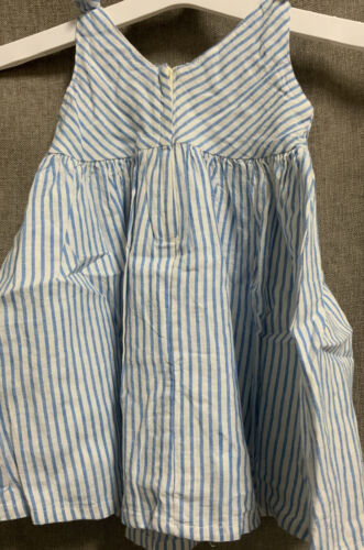 🧷 HOPE AND HENRY GIRLS' BOW SHOULDER SWING DRESS, BLUE STRIPE 12-18months🆕 - Picture 2 of 3