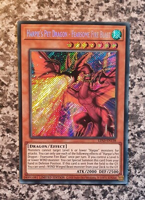 Yugioh Harpie's Pet Dragon - Fearsome Fire Blast LDS3-EN138 Secret Rare MINT 10
