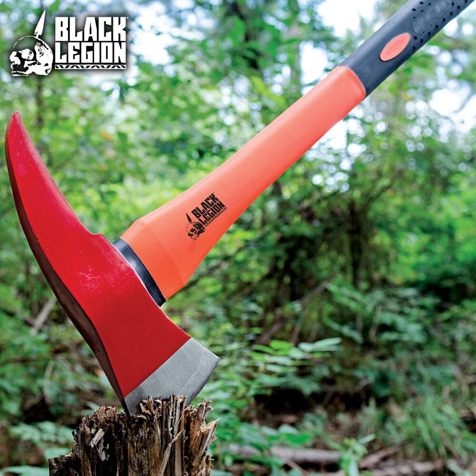 Machado de bombeiro Black Legion, cabeça de machado vermelho impressionante, ponta traseira, 23 1/2" no geral - Imagem 3 de 4