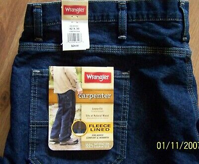 Wrangler Fleece Lined Carpenter Jeans Size 42X30 Loose Fit, Blue Jeans 191056081263 | eBay