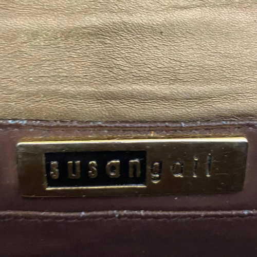 Susan Gail Women Clutch Vintage Leather Bag Brown Gold Chain Push Lock Jackie O. - Picture 4 of 4