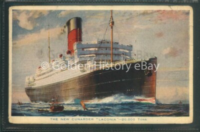 THE NEW CUNARDER LACONIA * SIGNED REVERSE* SCHIFF BOOT VERSAND ANSICHTSKARTE