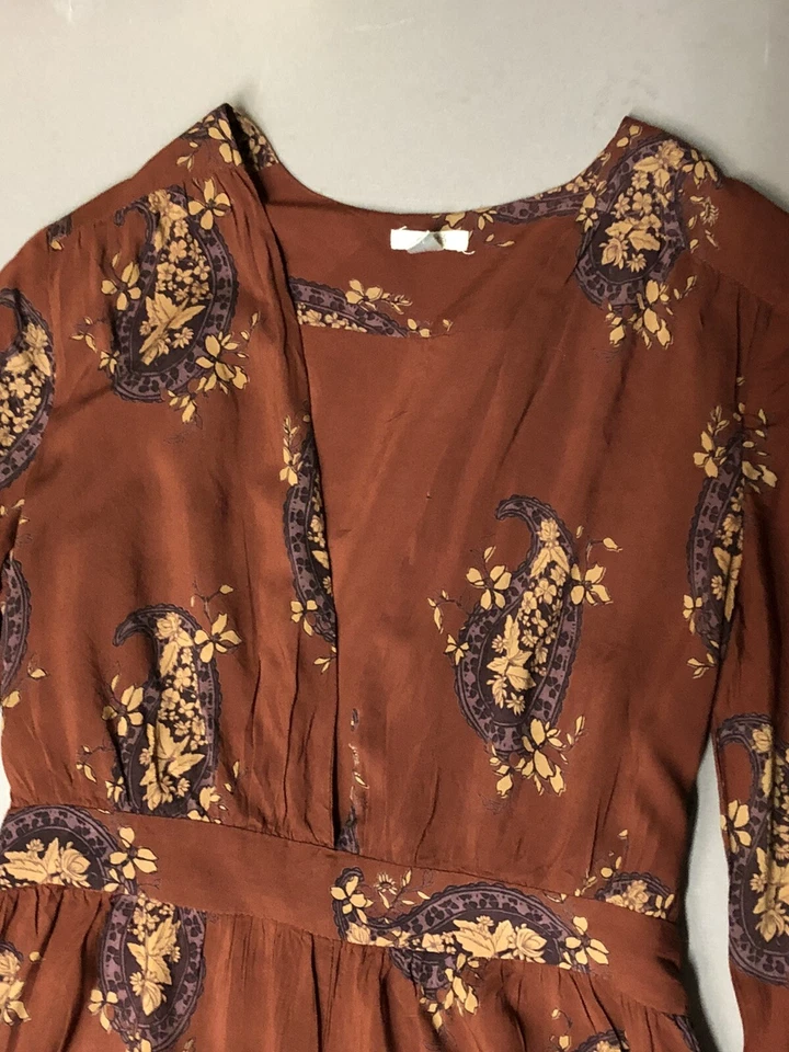 Mini Mono Ecoté Mujer Boho Borgoña Mameluco Cuello Profundo Floral Talla Pequeña Nuevo con Etiquetas Foto 4 de 4