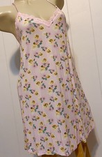 Vintage Sissy Pink Floral CD Stretchy Lace Trim Chemise M