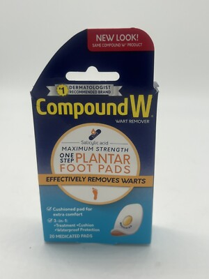 Compound W Warts Remover Max Strength One Step Plantar Foot Pads 20