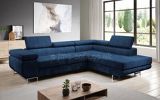 Corner Sofa Bed ANTON - fabric EASY CLEAN velvet ,  FAST DELIVERY _ SCOTLAND !