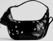 Flash Sale: Zadig Voltaire Le Cecilia Xs Black Leather Patchwork Studded Bag New