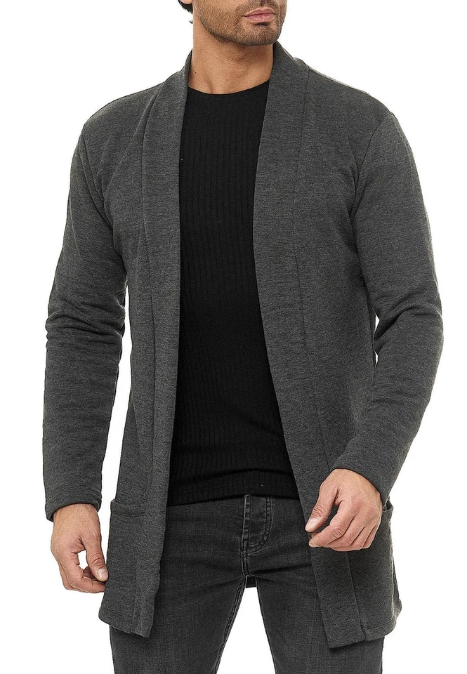 Cárdigan para hombre Redbridge chaqueta sudadera suéter chaqueta suéter corte largo M3634 Foto 2 de 4