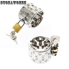 Stainless Steel Scrotum Pendant Male Ball Stretcher Chastity Device Adult Ring