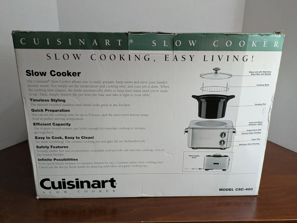 Olla de cerámica redonda de 4 cuartos de galón Cuisinart modelo CSC-400 - NUEVA EN CAJA Foto 3 de 4