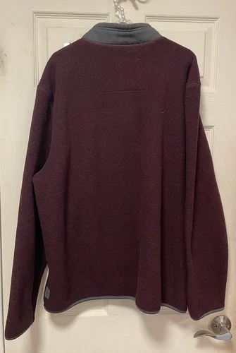 GH Bass And Co Mens XXL Pullover Fleece 3 Button Front Soft Long Sleeve Burgundy image 3