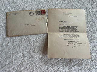 JOHN J. PERSHING Autographed Signed LETTER WW I 1924 General "Black Jack"