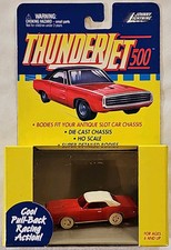 PONTIAC GTO, Johnny Lightning Thunderjet 500 Red HO Slot Car WHITE LIGHTNING