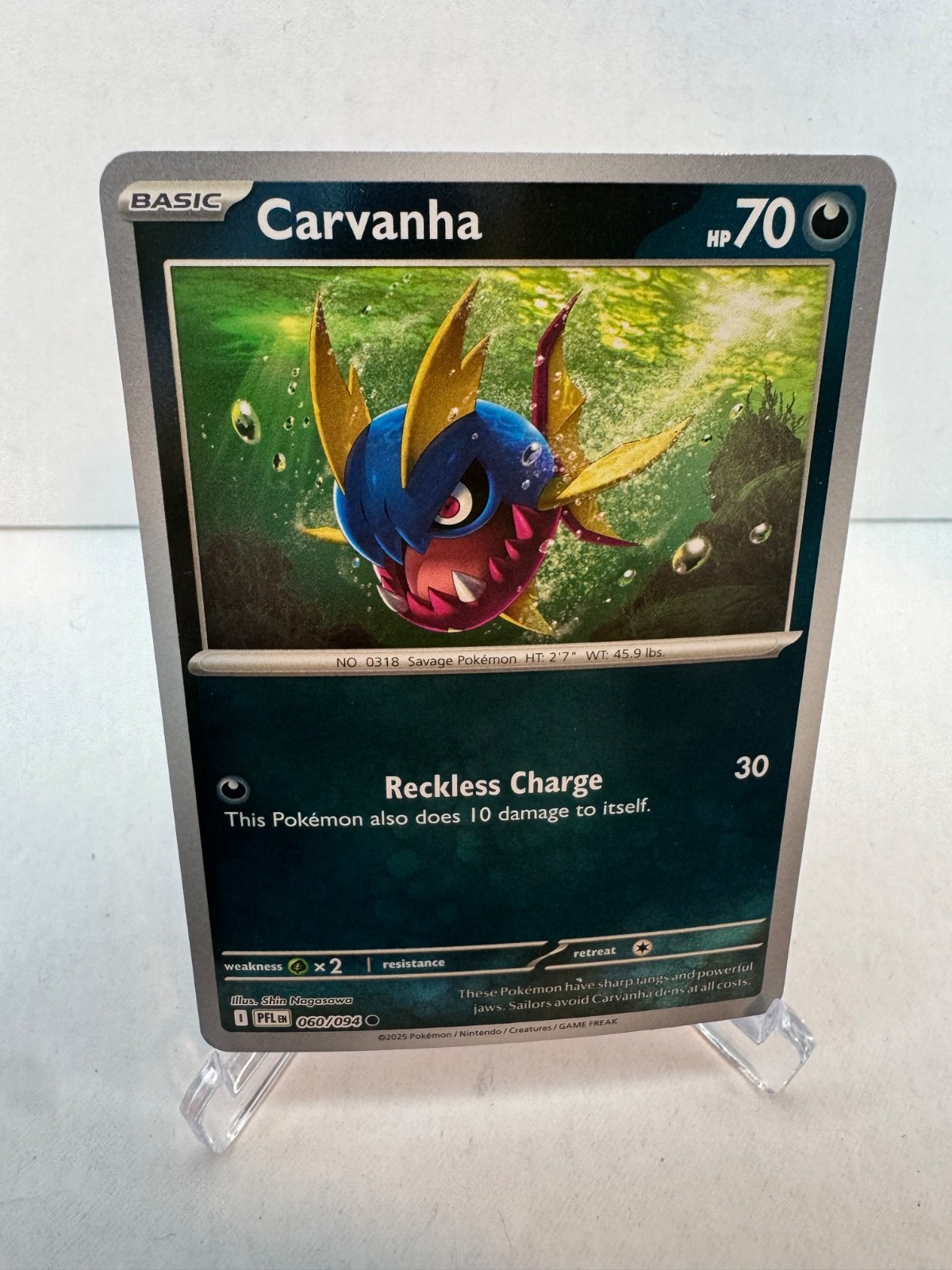 Carvanha 60/94 - Reverse Holofoil NM - ME: Phantasmal Flames - Pokémon TCG