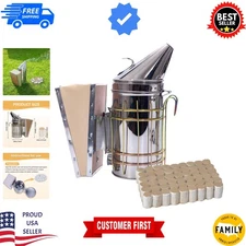 Bee Hive Smoker Kit – Stainless Steel Smoker with Heat Shield & 54 Natural Pe...