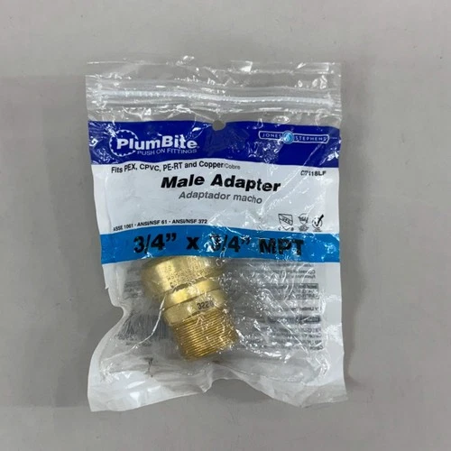 JONES STEPHENS (3 Pack) Plumbite Push On Male Adapter 3/4"x3/4" Brass C77418LF - Picture 5 of 7