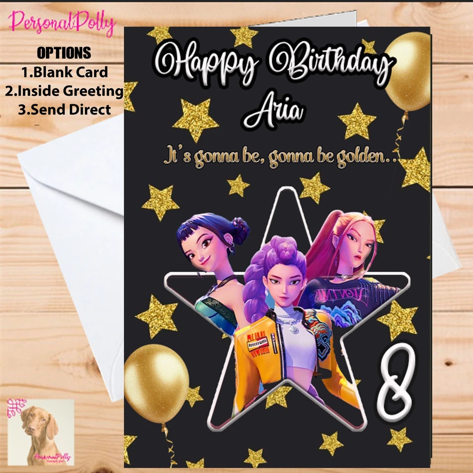 PERSONALPOLLY Personalised Demon Hunters Birthday Card- Huntrix Kpop