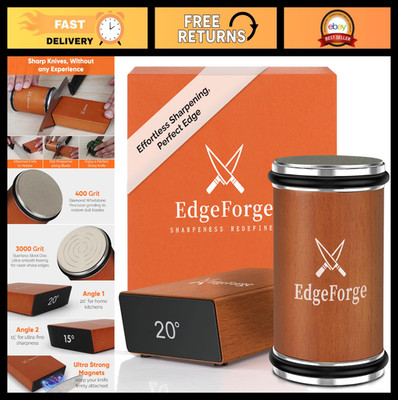 Knife Sharpener Kit - Diamond & Stainless Steel Discs, Magnetic Angle Guide, Man