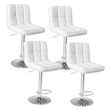 Bar Stools Set of 4, Armless PU Leather Adjustable Swivel Barstools,
