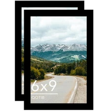6x9 Picture Frame Black for Wall Hanging, Wood 6 x 9 Frame Photo Frame for Wa...