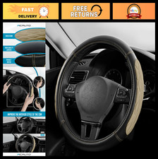 Universal Beige Steering Wheel Cover - Thick Foam Premium Leather 14.5-15.5 Universal Beige Steering Wheel Cover - Thick Foam Premium Leather 14.5-15.5