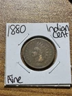 1880 Indian Head Cent Penny FN Fine Better Date U.S. 1c Coin (Raw8425) (-T)