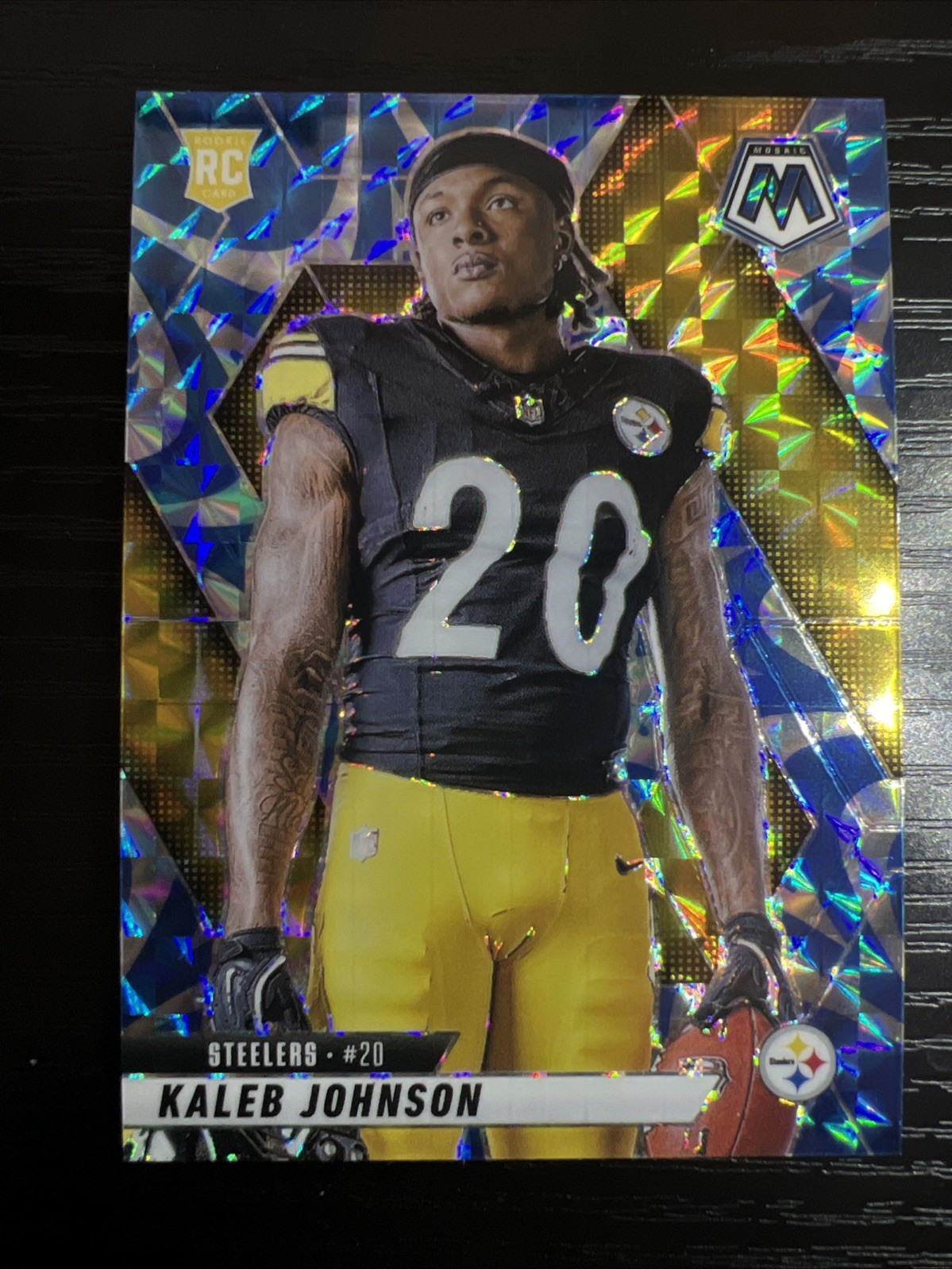 Kaleb Johnson 2025 Mosaic Rookie Variation Reactive Blue Prizm #289 Steelers RC