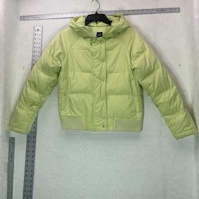 GAP Lime Green Down Feather Puffer Jacket Hooded Coat Women s Small