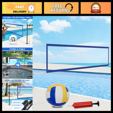Adjustable Pool Volleyball Net Set 16-22FT for Inground Pools, Water Volleyball