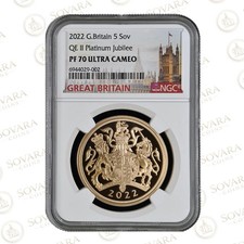 2022 Gold Proof Five Pound Sovereign PF70 Ultra Cameo - Platinum Jubilee