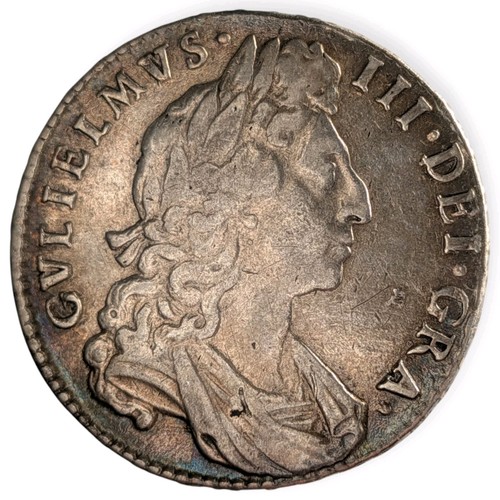 England William III 1697 Half Crown Silver Coin First Bust Large Shields 3N