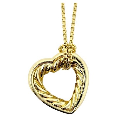 David Yurman Open Heart Cable Pendant Necklace on Box Chain 18 Karat Yellow Gold