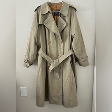 Vintage Burberrys Trench Coat Mens 46 Long Tan Belted Nova Check Wool Lined 80s