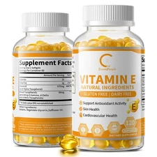 Natural Vitamin E Oil Softgels 1000 IU Supports Immune System & Skin Health