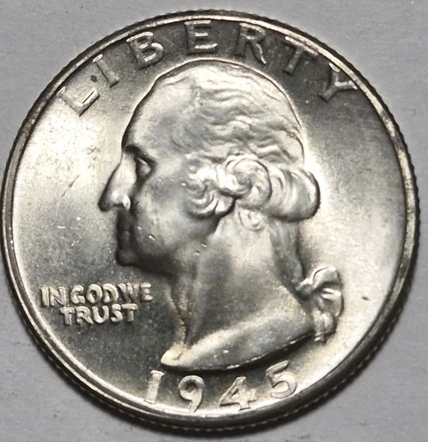 1945D Washington Silver Quarter. Borderline CH BU
