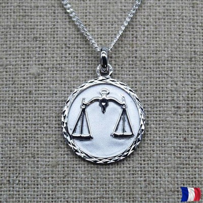 Waage Anhänger 925 Silber Halskette Sternzeichen Unisex Geschenk Horoskop