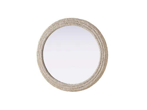 Elegant Decor Oval Cornhusk Mirror 36X42" Linen White - Picture 8 of 13