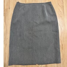 Vintage Grey Textured Pencil Skirt Knee Length Back Vent Size 8 Professional