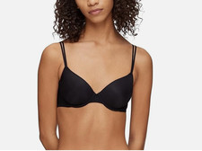 Calvin Klein Women's Sheer Marquisette Lightly Lined Subdued Black Demi Bra 34B