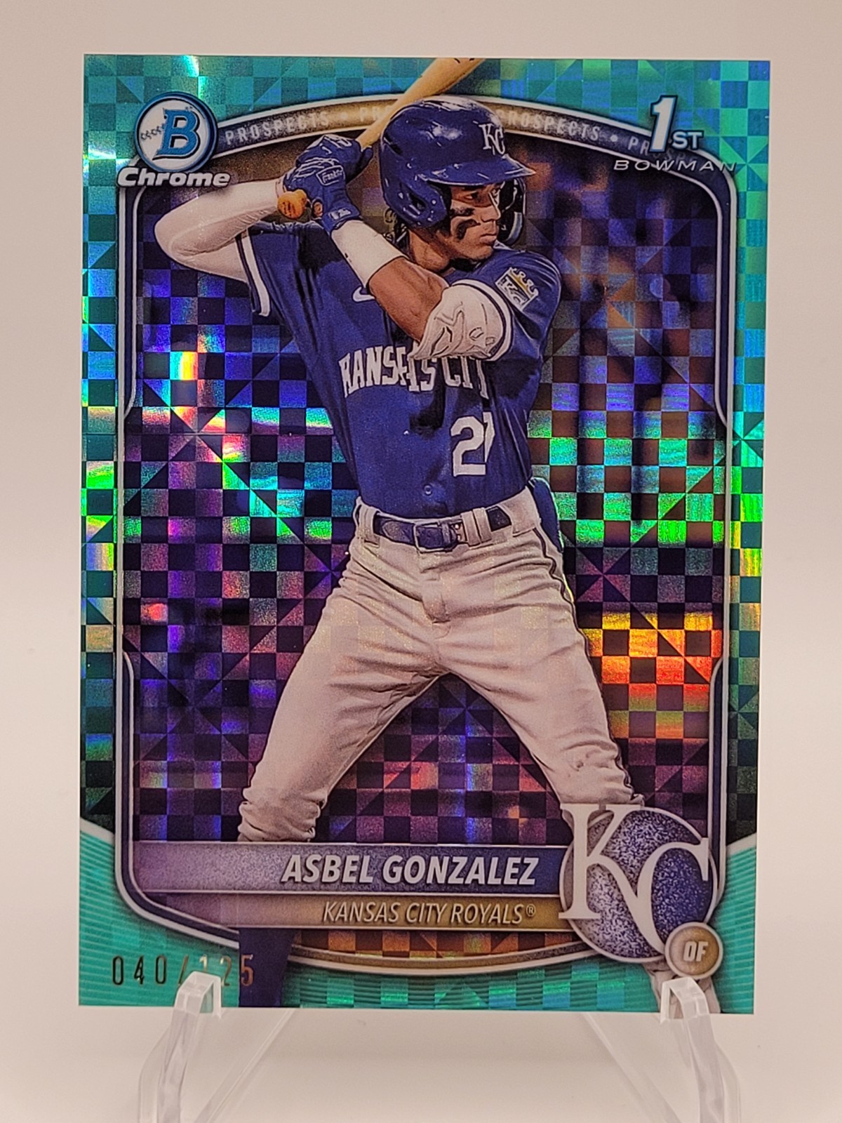 2025 Bowman - Chrome Prospects Asbel Gonzalez #BCP-4 Aqua X-Fractor /125 (RC)
