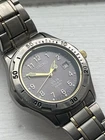 Seiko Solar Titanium Mens Vintage Watch Date Military Dial Silver Grey