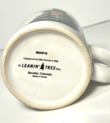 Vintage 1980 Leanin’ Tree 12oz coffee Mug Cup Mike Scovel at my best in morning - Afbeelding 10 van 12