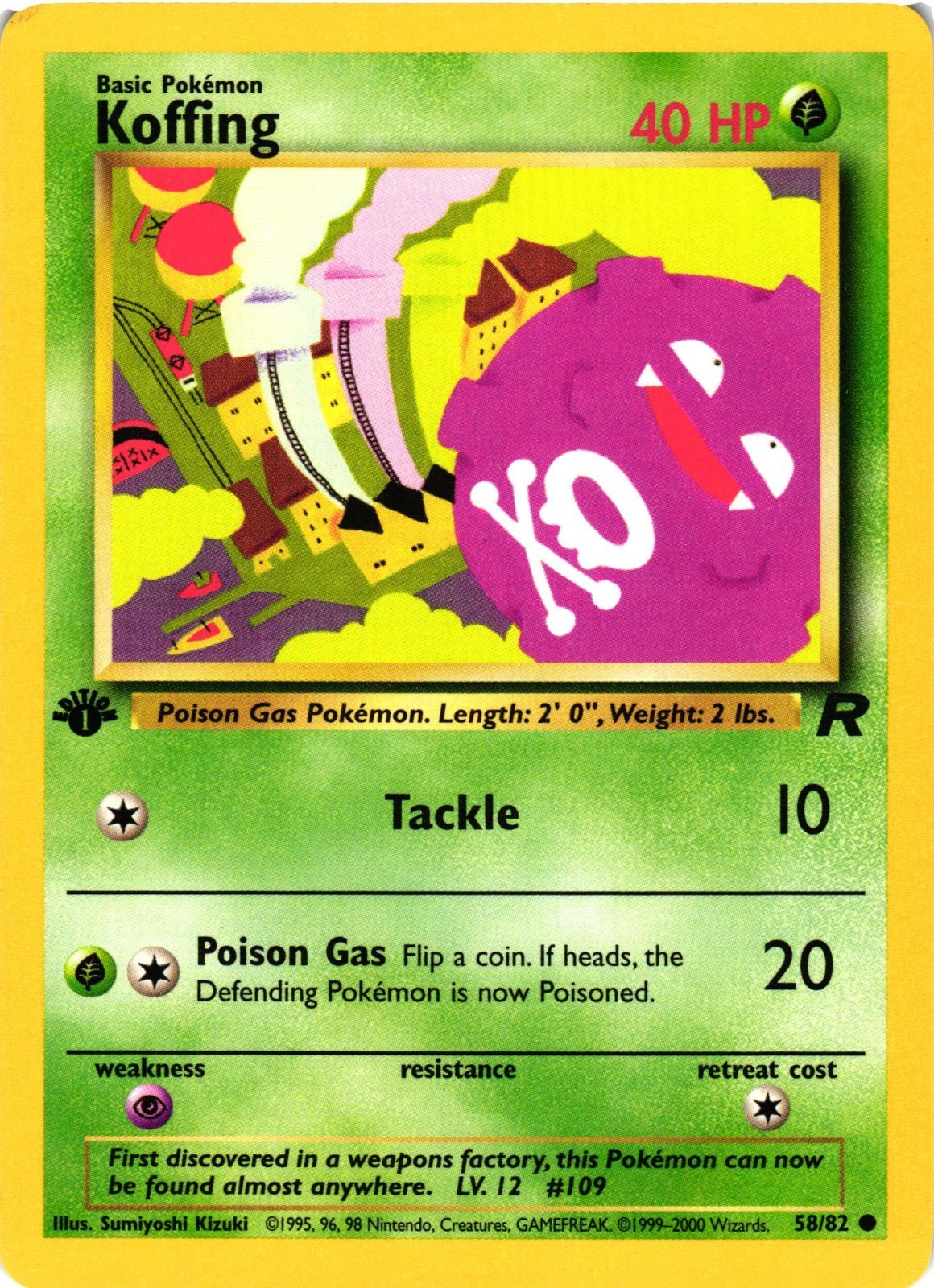 Pokemon TCG Koffing 58/82 Common Team Rocket 1st Edition LP