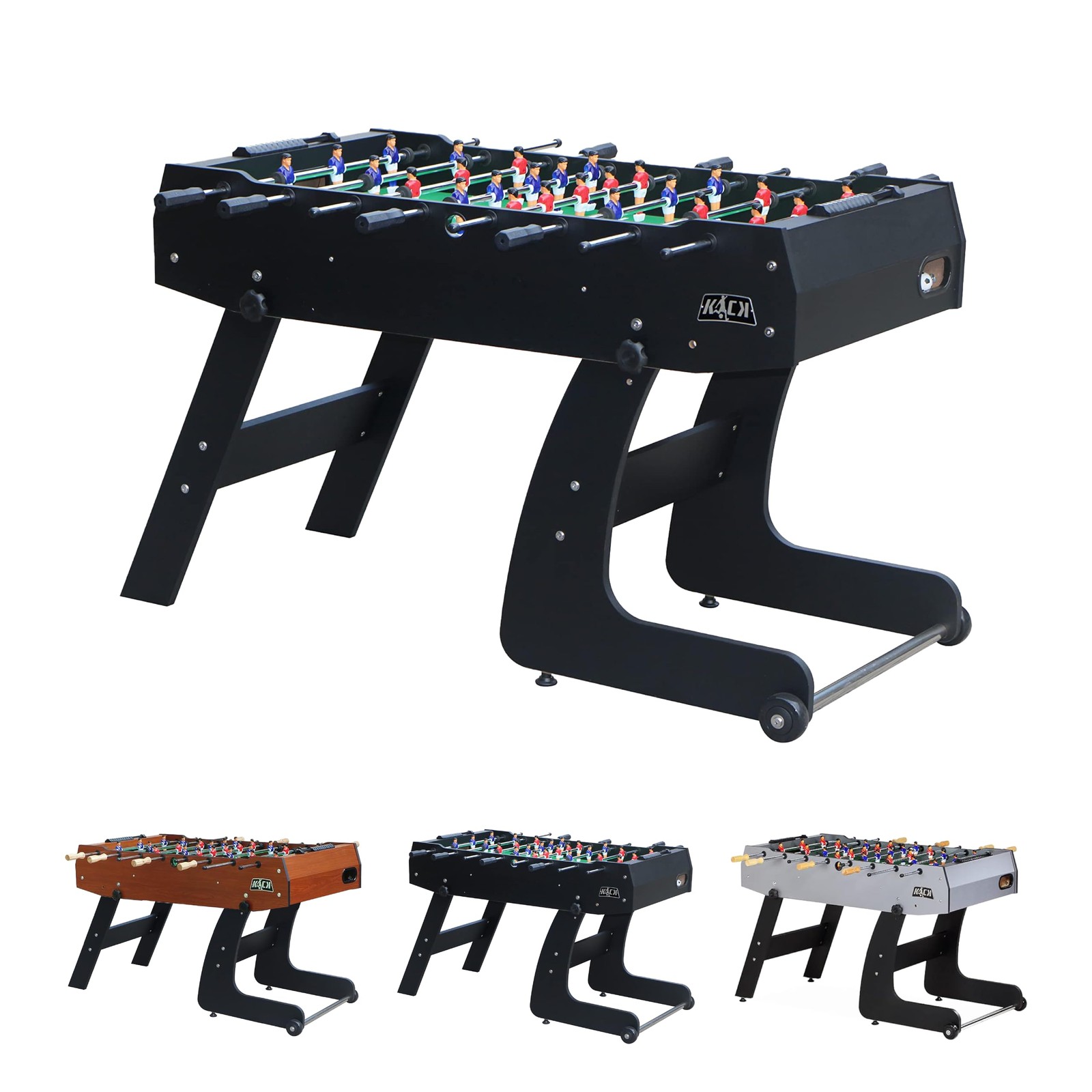 KICK Monarch 48" Folding Foosball Table (Black) &ndash; Compact Indoor Gaming Table...