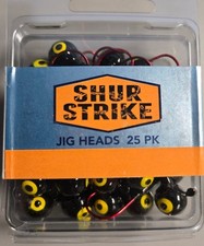 Shur Strike Jig Heads 3/8 oz BLACK /Chart Eye 25 pack Walleye,Bass,Panfish