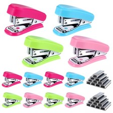 12 Pcs Mini Stapler with 12 Boxes Staple Includes Built in Staple Remover Des...