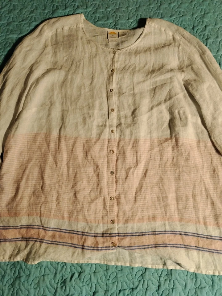 C&C California 100% Linen Shirt Women's Size XXL - Image 2 of 4