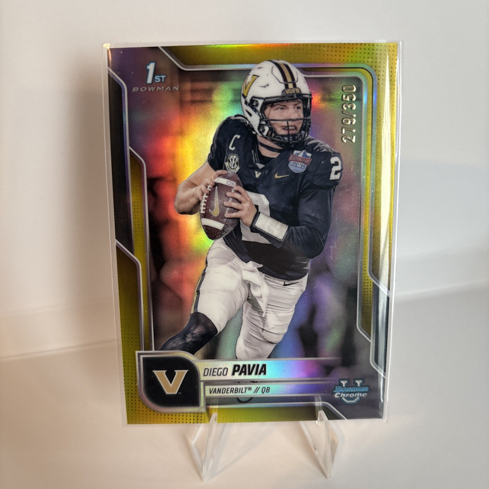 2025 Bowman University Chrome - Diego Pavia #190 Yellow Refractor /350 (RC)